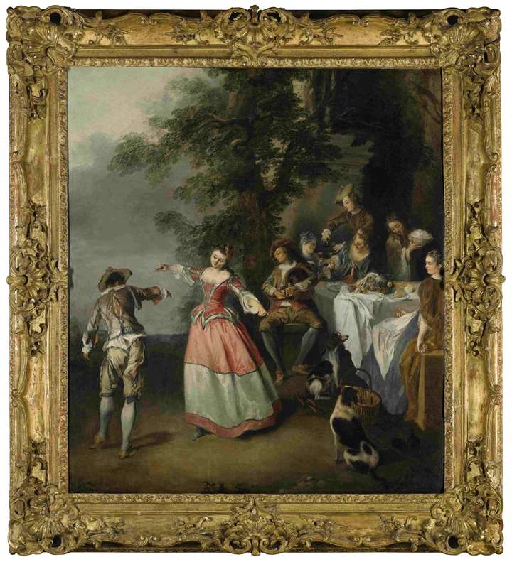 Fête champêtre with dancing couple